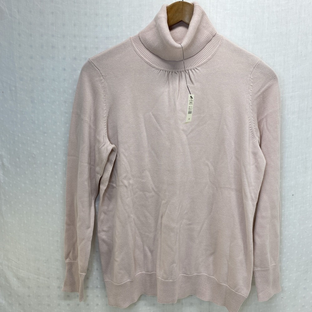 Talbots 1X Petite Pink Pima Cotton Turtleneck Preppy Understated Capsule Sweater